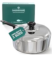MAGNAWARE Cast Aluminum Sauté Pan with Lid 12 inch - Oven Safe Deep Frying Pan with Lid, Two Side...