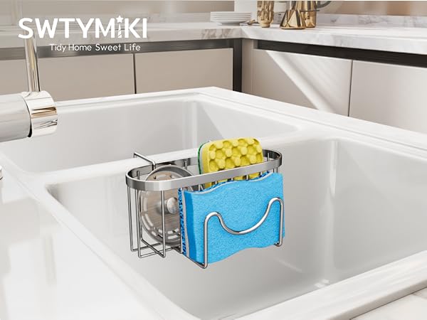 sponge holder kitchen sink caddy dish scrubber soap brush scrub hanging organizer