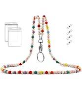 HONZUEN Cute Key Lanyard with ID Holder and Beaded Badge Lanyard for Teacher