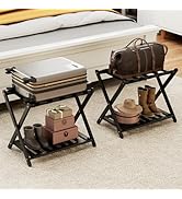 oakvivo 2 Pack Fully Assembled Black Luggage Racks, Bamboo 26.77