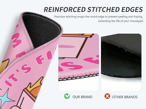 Stitched Edges Pink Round Mouse Pad