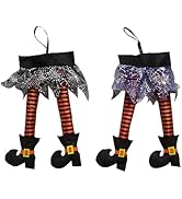 2PCS Halloween Witch Legs 18inch Plush Stuffed Orange Purple Witch Legs with Shoes Novelty Hangin...