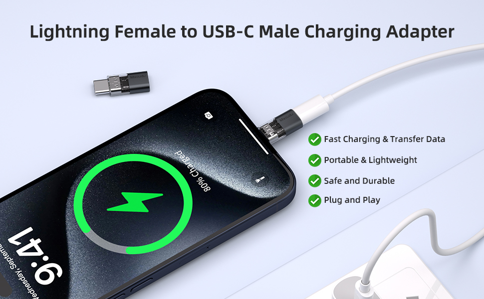 Lightning to USB C Adapter for iPhone 15/16
