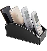 XNONE TV Remote Control Holder with 4 Compartments,Pu Leather Remote Caddy Nightstand Decoration ...