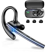 New bee Bluetooth Headset V5.1 Bluetooth Earpiece Dual Mic with 500mAh Charging Case 72H Talk Tim...