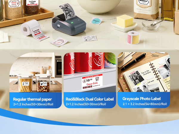 B1 Pro label maker Multiple Label Types: Thermal, Grayscale, Red&Black Dual-Color