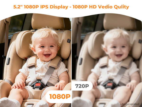 Baby Car Camera with Night Vision & 1080P Display