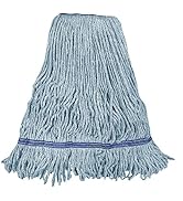 Buena Goods Heavy Duty Blue Commercial Mop Head Replacement. Looped End Synthetic Cotton Blend Mo...