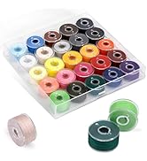 UzecPk 25pcs Assorted Colors Sewing Thread, Embroidery Bobbins, Prewound Bobbins Thread for Embro...