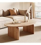 Honyee Modern Oval Coffee Table, Small Coffee Tables for Living Room - Oak Wood Top with Solid Le...