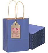 qiqee 24 Pcs Deep Blue Mini Paper Gift Bags with Handles 6