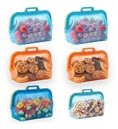 Auto-Closing Magnetic Seal Silicone Food Storage Bags, 6 Pack (5 × 68 oz + 1 × 50 oz) Reusable St...