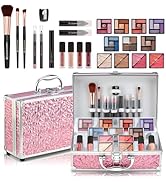 Color Nymph Starter Makeup Kit for Tweens Girls, Train Case for Women Full Kit with Eye Shadow, L...