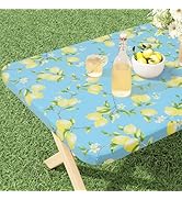 misaya Rectangle Vinyl Tablecloth, Fitted Table Cover, 100% Waterproof, Elastic Edge, Flannel Bac...