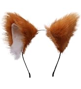 DPWOUM Cat Fox Wolf Ears Cosplay Long Fur Hair Headband,Party Costume Halloween Hairhoop,Headwear...