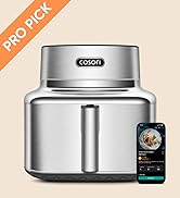 Cosori Iconic Stainless Steel 6.5 Qt Smart Air Fryer, PFAS-Free Ceramic Coating, Max 450°F, Consi...