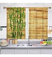 Mightree Short Tier Curtains for Kitchen Bathroom, Green Bamboo Cafe Curtains, Soft Airy Kitchen ...