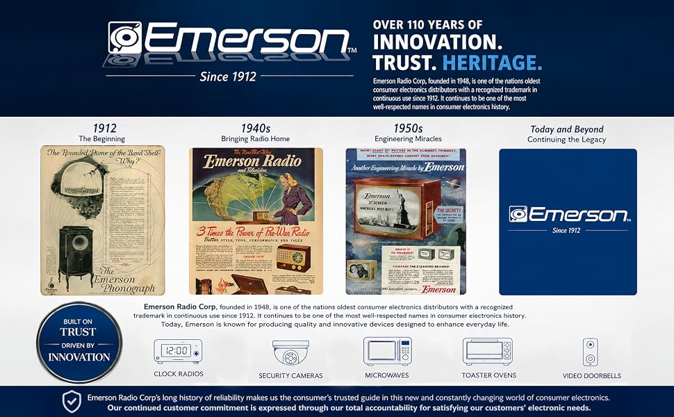 Emerson History over 110 years of innovation, trust, heritage.