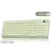 EWEADN V102 Wired Keyboard, 98 Keys Creamy Gaming Keyboard with Display Screen, Media Knob RGB Si...