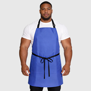 Adjustable neck strap and extra-long ties provide a personalized fit for every body shape.