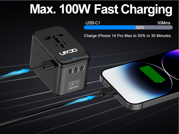 gan 100w universal travel adapter