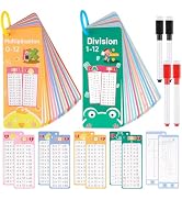 PEASUG Multiplication and Division Flash Cards 30 Pcs, 0-12 Math Flash Cards with 4 Dry Erase Pen...