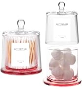 rejomiik 2 Pack Qtip Holder Thick Glass Apothecary Jars with Lid for Bathroom Accessories Vanity ...