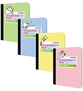 KAISA Colored Composition Notebooks Comp Book, Wide Ruled 80 Sheets 9.75x7.5inch 4color Notebooks...