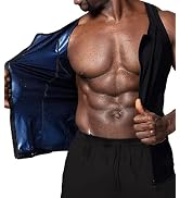 BXVX Sauna Sweat Vest Workout Tank Top Waist Trainer Shirt for Men Compression Workout Enhancing ...
