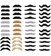 Whaline 48 Piece Self Adhesive Fake Mustache Set Novelty Mustaches for Costume and Halloween Fest...
