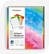 CRANBURY 5-Subject Notebook College Ruled, 200 Sheets (400 Pages), 5 Subject Spiral Notebook 8.5 ...