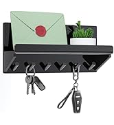 BOSSCASA Decorative Acrylic Key Hooks Wall Mount with Shelf - Entryway Key Rack Mail Organizer Li...