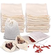 50 Pack Tea Filter Bags, Tea Filter Bags for Loose Tea, Reusable Drawstring Cotton Tea Bag, Tea F...
