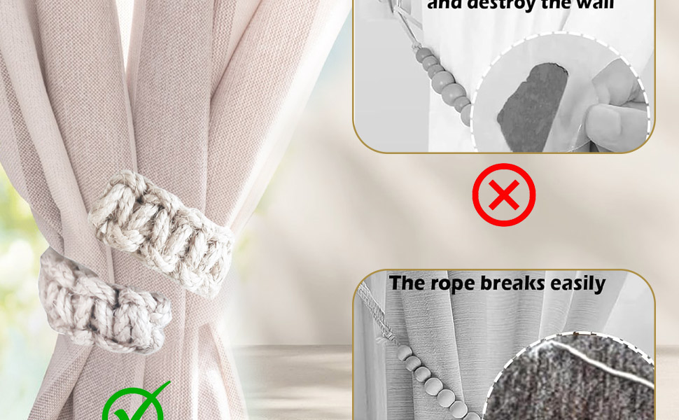 Curtain Ties For Sheer Curtains; Tie Back For Curtains ;Curtain Tiebacks Rope;Curtain Tie Backs Boho
