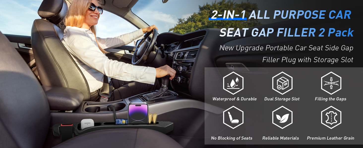 car seat gap fillers 2 pack upgraded phone holder front seats fill plug