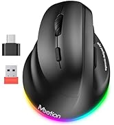 MEETION Left-Handed Mouse, Ergonomic Mouse Wireless Vertical Mouse, RGB Rechargeable Mice for Blu...