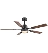 52" Ceiling Fan with Light, Farmhouse Cieling Fan with Glass Shade & Reversible DC Motor, Rustic ...