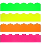 Whaline 69Ft Neon Color Bulletin Board Border Fluorescent Green Yellow Orange Rose Red Decoration...