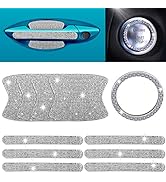 Bling Rhinestone Car Door Handle Stickers, 11PCS Car Accessories Crystal Glitter Door Handle Prot...