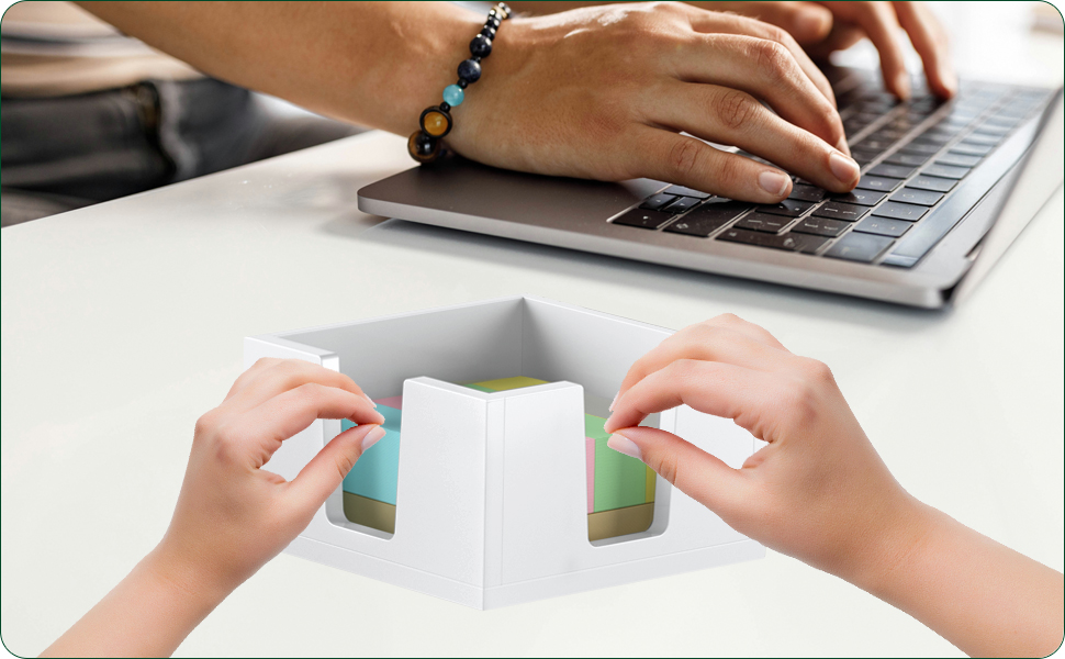 white acrylic sticky note pad holder
