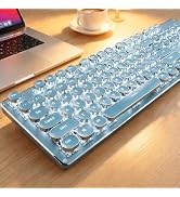 Wireless Typewriter Style Mechanical Keyboard with White Backlit, Blue | Bluetooth/2.4G/Wired, Cl...