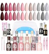Beetles Stay Shining 23 Pcs Gel Nail Polish Kit with UV Light,, 12 Color Nail Manicure Studio Kit...