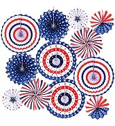 Bestage 12 Pcs Stars & Stripes July 4th Patriotic Themed American Flag Decoration Hanging Party P...