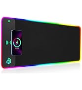 GIM Wireless Charging RGB Gaming Mouse Pad 15W, LED Mouse Mat 800x300x4MM, 10 Light Modes Extra L...