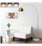 77” Arc Floor Lamp for Living Room, Upgraded Gold Standing Lamp with Remote, 3 Color Temperatures...