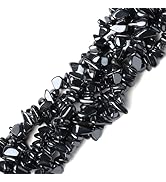 HAAMIIQII 5-8mm Natural Black Hematite Chips Beads - Genuine Real Irregular Freeform Chip Loose G...