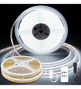 AUZIWE COB LED Strip Lights 65.6ft, LED Lights Daylight White 6000K Strip Lights with Remote& App...