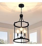 PARTPHONER Chandelier Pendant Light Fixture, 3 Light Farmhouse Black Chandelier Pendant Lighting,...