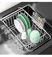 Small Dish Drying Rack in Sink, Extendable Stainless Steel Dish Drainers for Kitchen Counter, Ant...