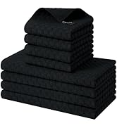 Homaxy 100% Cotton Kitchen Towels and Dishcloths Set, 12 x 12 & 15 x 25 Inches, Set of 8 Bulk Ter...